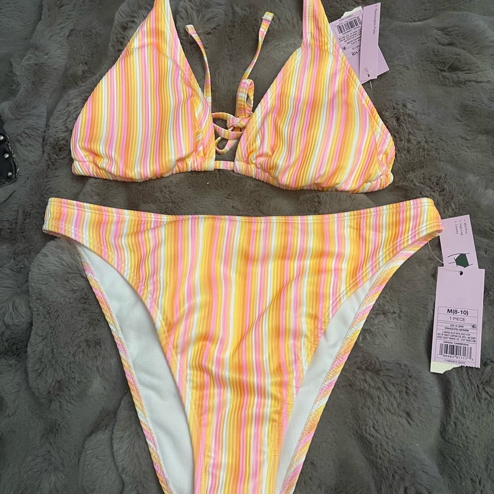 Wild Fable Striped Yellow and Pink Bikini